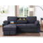 Canapé-lit modulaire réversible en tissu chenille gris anthracite de 91 po avec rangement Marcello-700866702