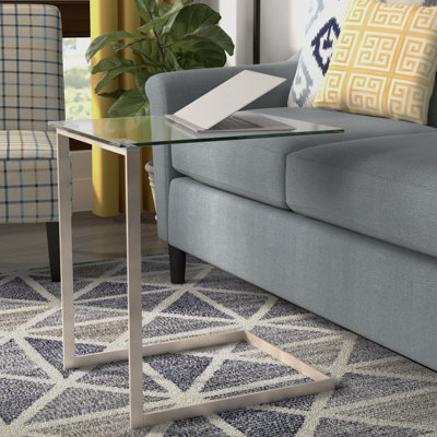 Elsner Tempered Glass C-Shaped Metal End Table
