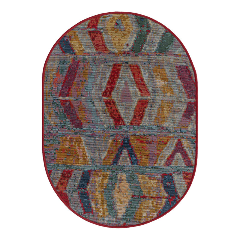 Tapis d'extérieur moderne Tolland Multi_Unique Loom Tamarindo, Ovale 2 pi 2 po x 3 pi 1 po