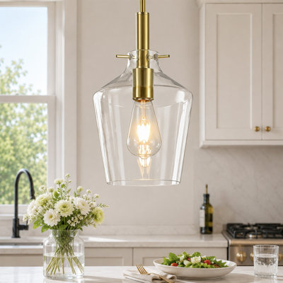  Luminaire suspendu en verre cloche 7,87 po pour îlot de cuisine 1 lumière