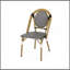 Ensemble de 2 chaises bistro d'extérieur en ratine et aluminium PE, noir et blanc