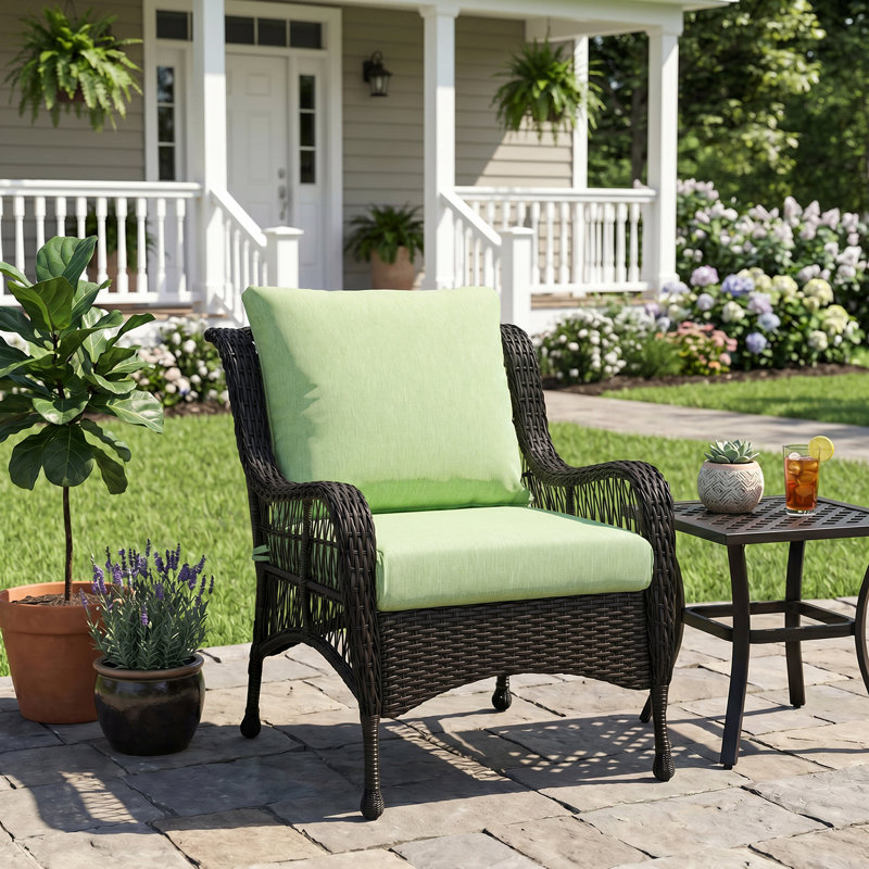 Outdoor Water-resistant Deep Seat Cushion Set, Green, 25" W x 25" D