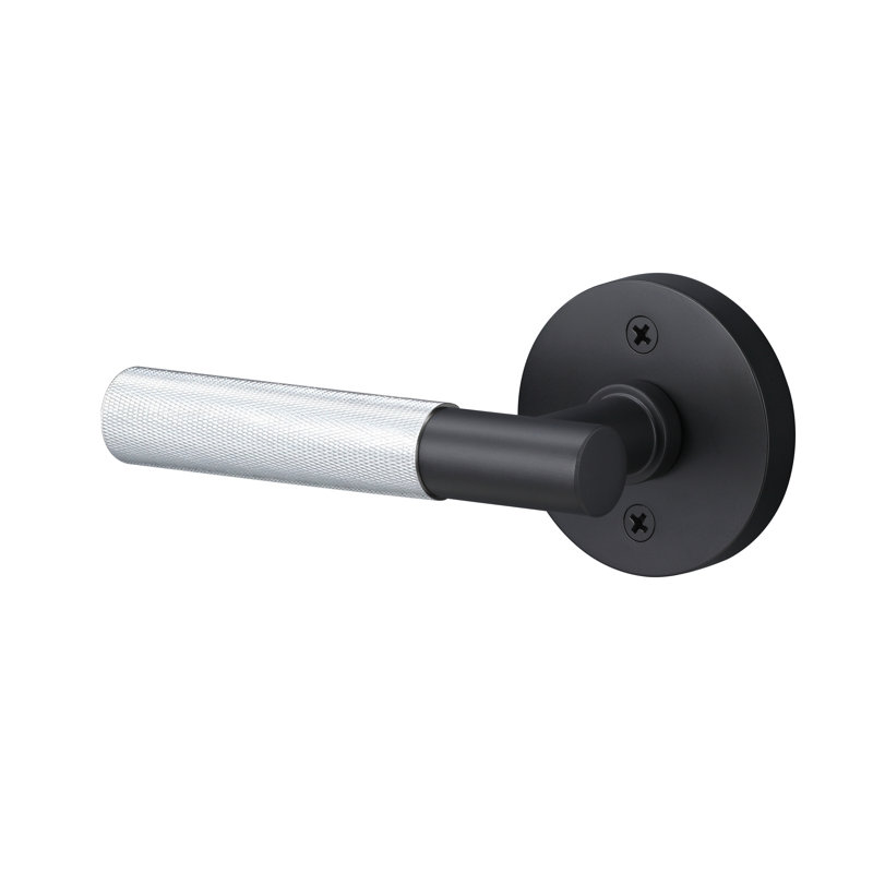 Rosette artificielle ronde Aspra, poignée moletée, Noir mat / chromé, Faux bouton simple