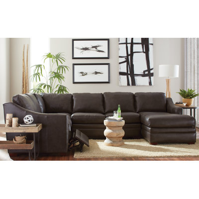 Solomon 126" Wide Genuine Leather Right Hand Facing Reclining Sectional