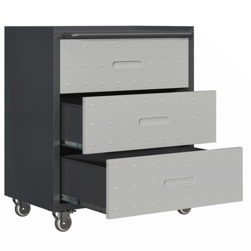 Metal Storage Cabinet With Wheels - 3 Drawer Tool Cabinet For Garage, Office, And Organizer Solutions