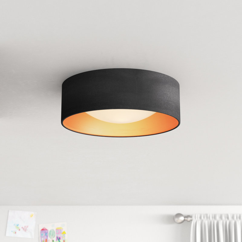 Plafonnier encastré or 1 lumière, H 4,38 po x l 12 po x P 12 po