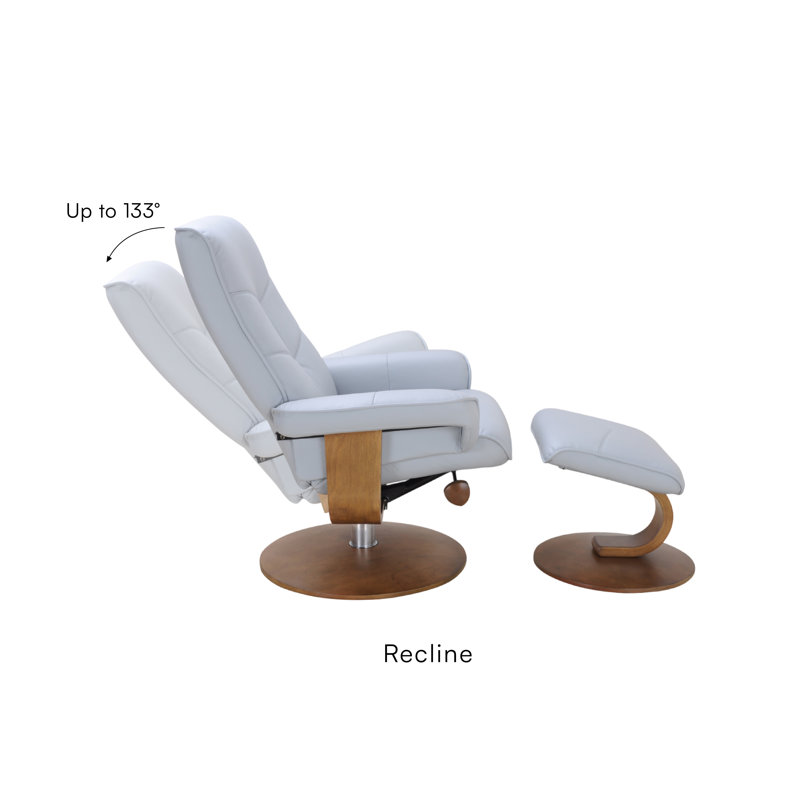 Keanna Manual Swivel Standard Recliner with Ottoman - 360° Swivel, 133° Recline