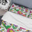 Floral rose et feuille verte - ensemble de housse de couette floral - polyester microfibre-837873310
