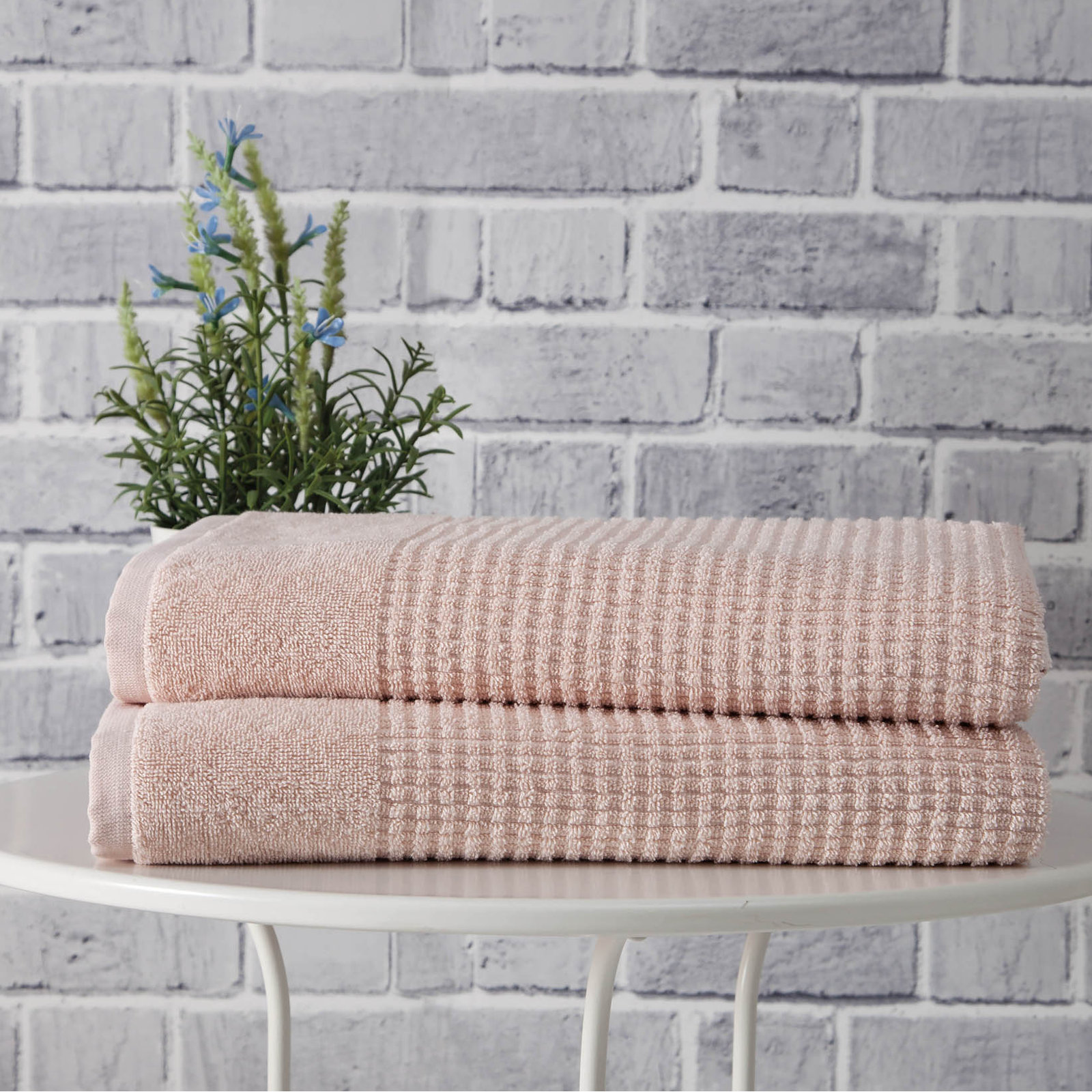 Earline 2 Piece Turkish Cotton Bath Towel Set, Pink