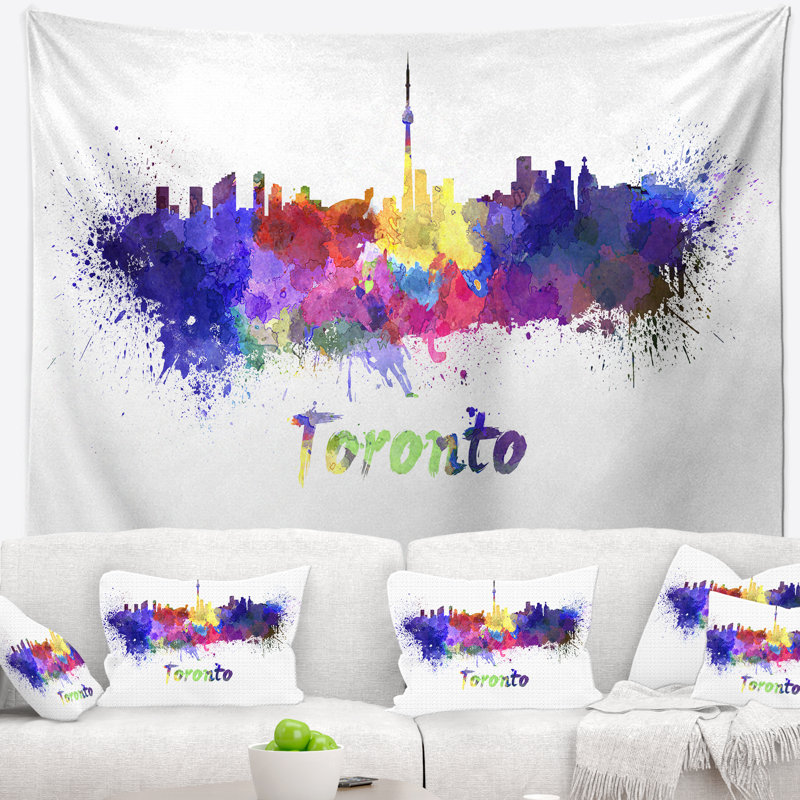 Tapisserie de toronto skyline Cityscape, H 32 po x l 39 po