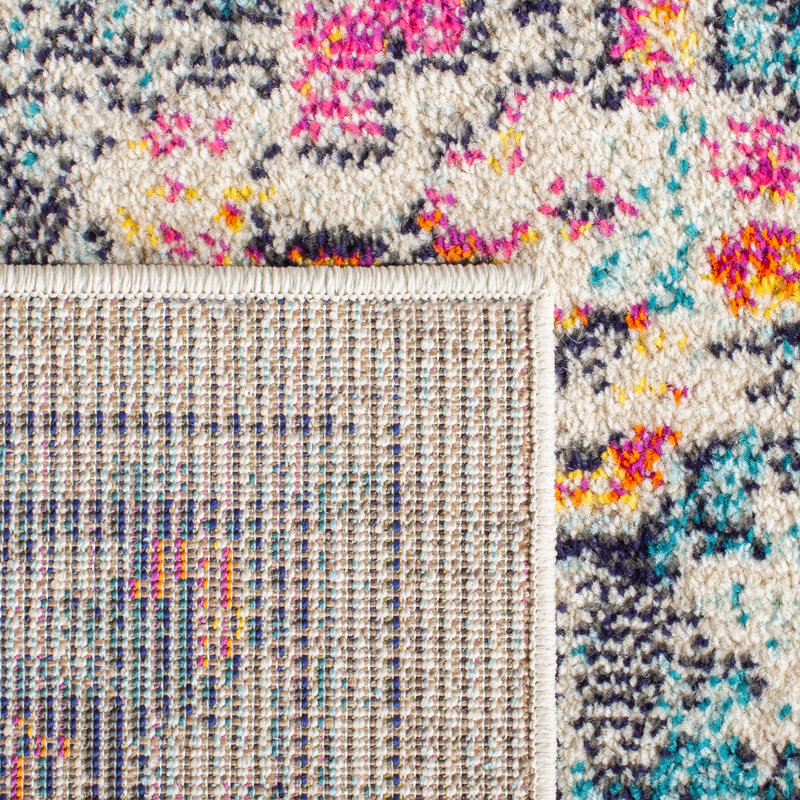 Tapis crème / bleu, Rectangle 5 pi 3 po x 7 pi 6 po