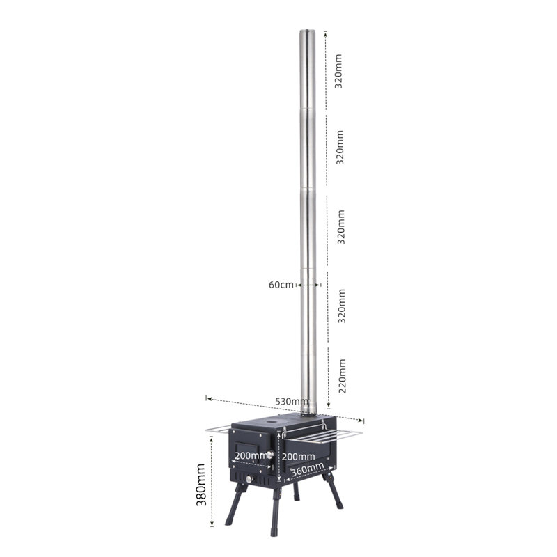 Portable Tent Wood Stove With Pipe, Outdoor Camping Stove