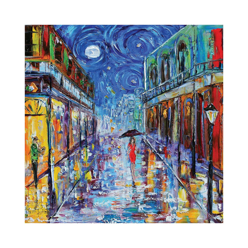 New Orleans French Quarter Moon by Karen Tarlton - Wrapped Canvas Painting, 45.72 cm H x 45.72 cm W x 3.175 cm D