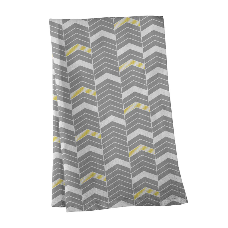 Stephenie Tea Towel Kitchen Towel, Gray/Yellow, Cotton Twill