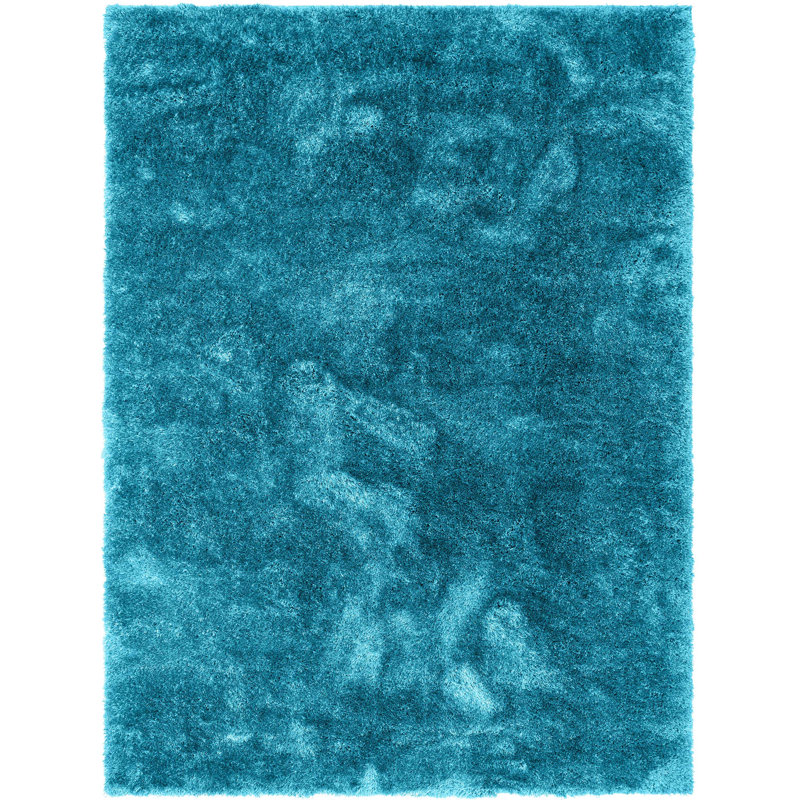 Tapis bleu à poils longs Feather, Rectangle 9 pi 3 po x 12 pi 6 po