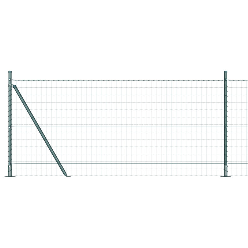 Euro Fence With 7 Posts Galvanised Steel, Green, 80cm H x 1000cm W