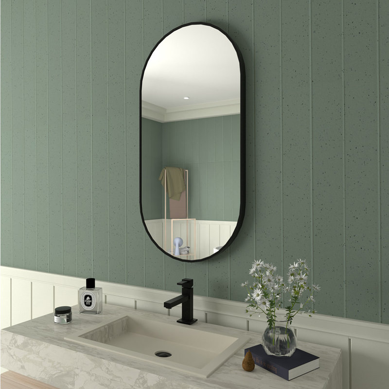 18 po X P 36 po Miroir de salle de bain mural H, Noir