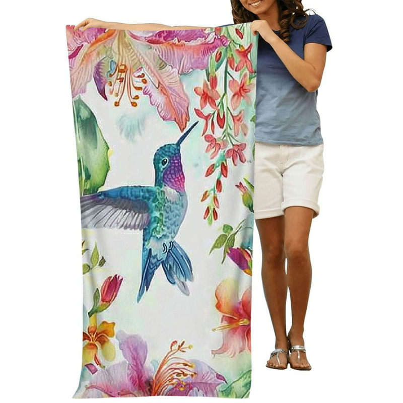 Serviette de plage en microfibre Hummingbird Flower