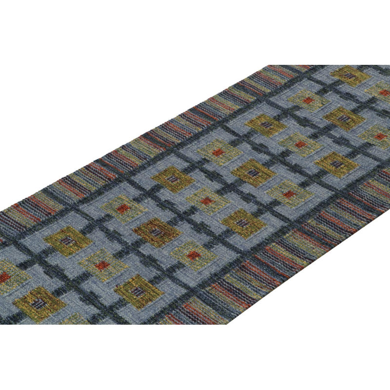 Scandinavian Wool Geometric Area Rug, Runner 3' x 8'
