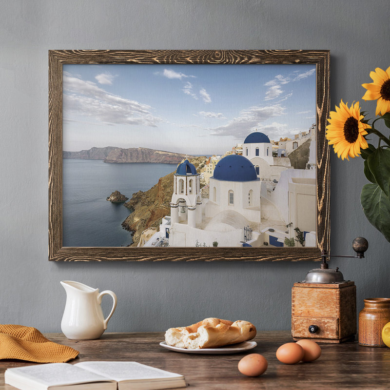 Santorini View, reproduction d'art sur toile, Noyer, H 28 po x l 42 po x P 1,5 po