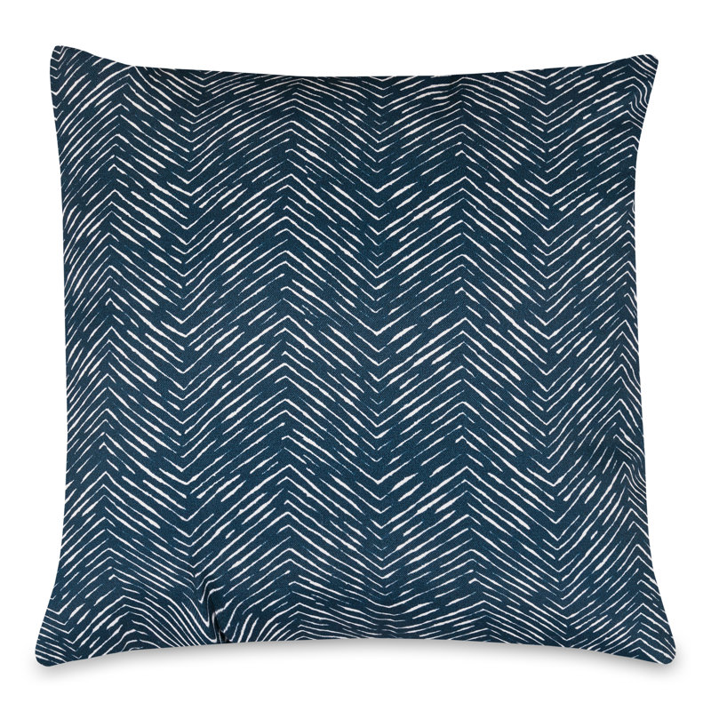 Southwestern Chevron Outdoor Reversible Throw Pillow, 20" H x 20" W x 8" D, Navy