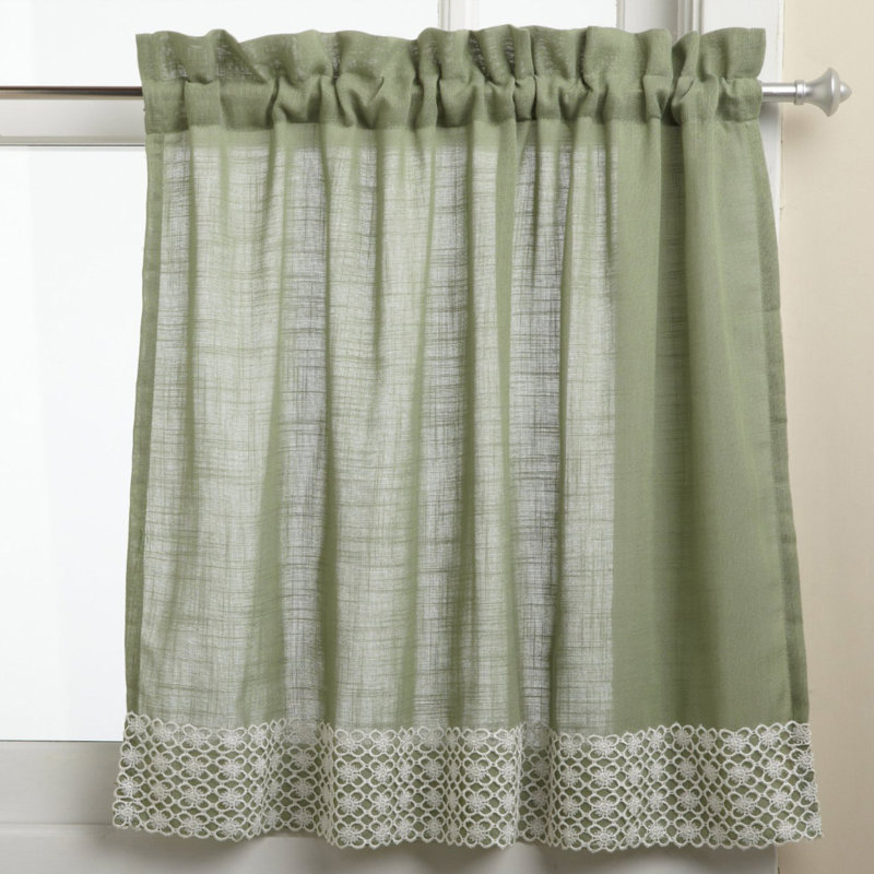 Schillinger Tailored Cafe Curtain, Sage, 24" L x 60" W
