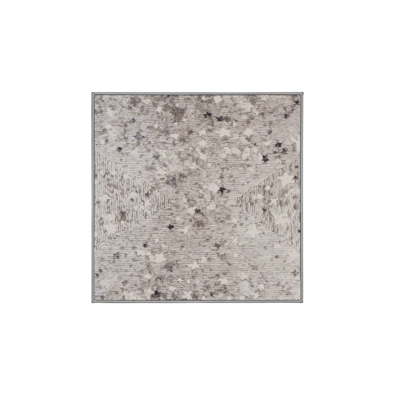 Machine Washable Gray Area Rug, Square 6'