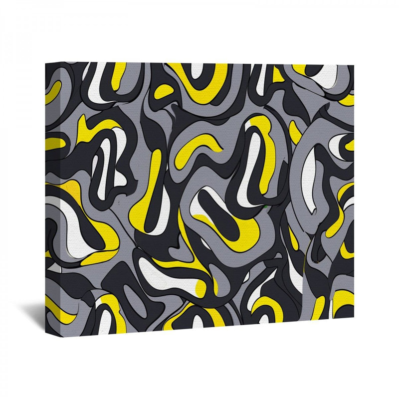 Abstrait encadré sur toile, H 16 po x l 16 po x P 3 po