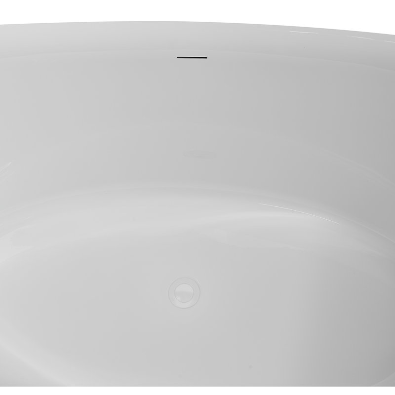 Bac autoportant 71 po avec drain interne Streamline, Blanc lustré