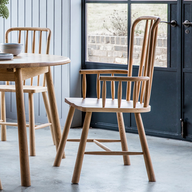 Ernest 47.8cm H Solid Wood Slat Back Armchair