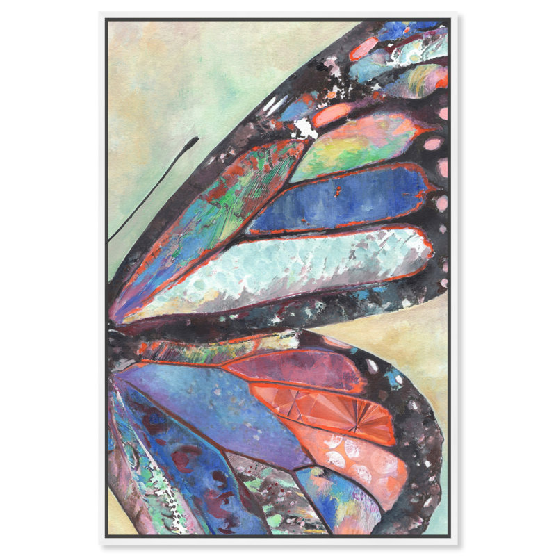 White Framed Butterfly Canvas Wall Art, 46" x 31"