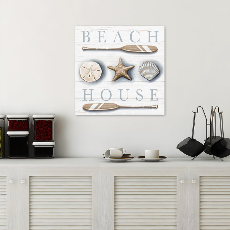 Art typographique de maison de plage, H 18 po x l 18 po