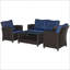 Ensemble de canapé modulaire d'extérieur durable 4 pièces avec osier résistant aux intempéries et coussins confortables pour des sièges polyvalents
