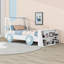 Lit voiture simple en bois avec tablettes de rangement et lattes-1218047814
