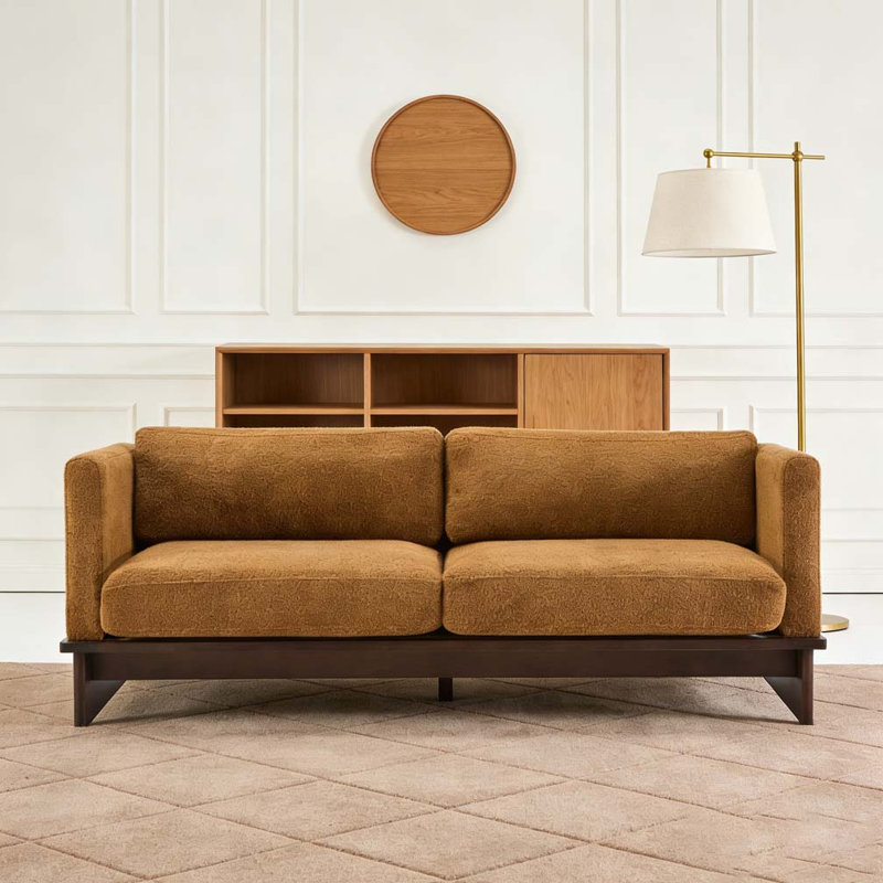Canapé moderne à accoudoirs carrés 77 po 3 places Boucle, Chameau