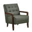 Fauteuil d'appoint en cuir avec base en bois de noyer, accoudoirs et dossier de style moderne-1377673293