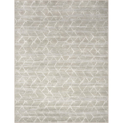 Nuzzo Kintsugi Modern Geometric Flat-Weave Beige Area Rug