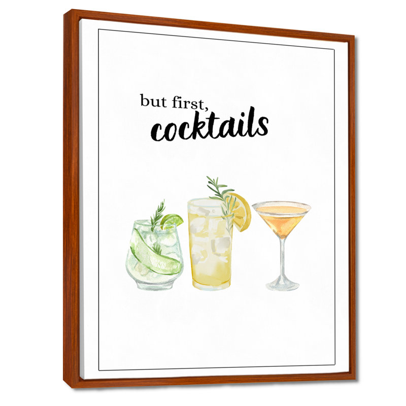 But but, cocktails - salon d'art mural, Cadre flottant brun, H 40 po x l 30 po
