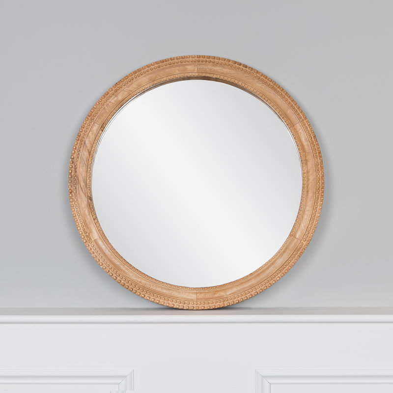 Ashwina Wood Round Wall Mirror, Natural