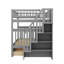 Lit superposé double en bois massif avec escalier et tiroirs de rangement-448895919