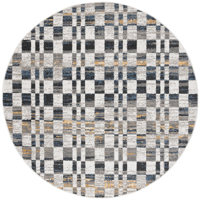Pyramid Performance Geometric Rug, Round 6'7"