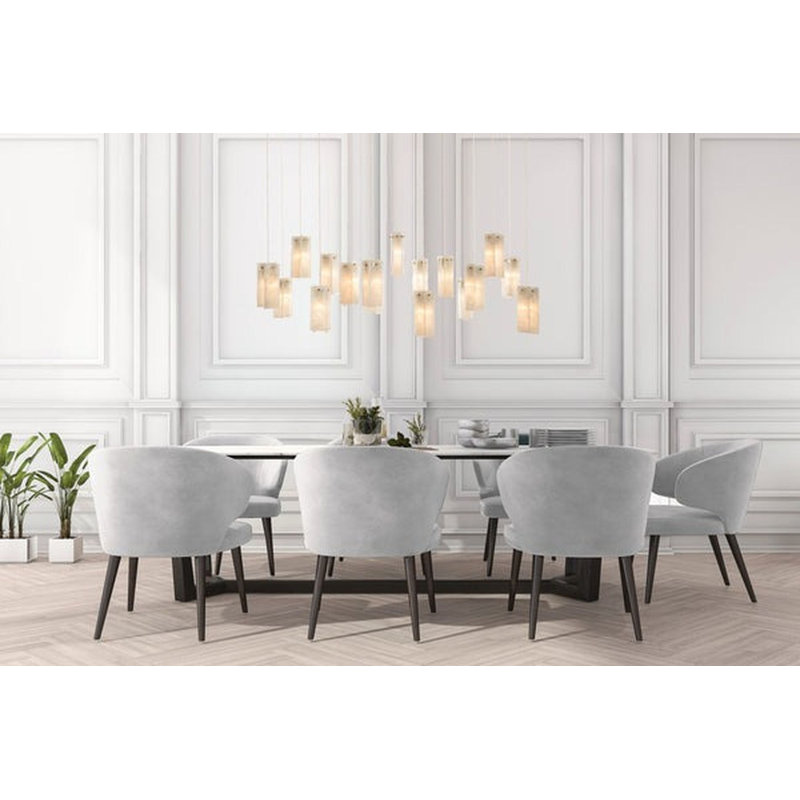 Lustre rectangulaire à intensité variable 60 lumières Baner, Nickel brossé