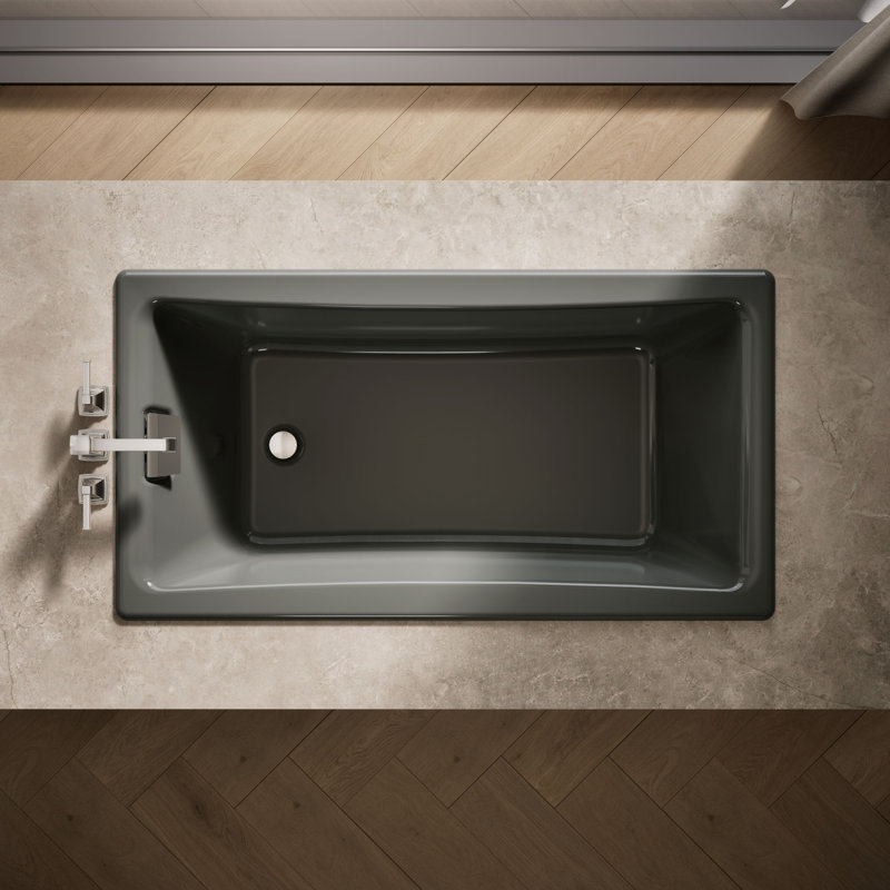 Tea-for-Two for Two 60" x 32" Drop-In Soaking Bathtub, Thunder Gray
