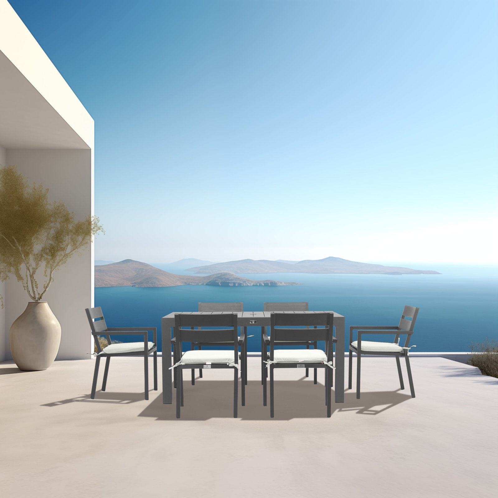 Eartha 63" Patio Dining Set, Canvas Regatta Sunbrella® Canvas, Slate