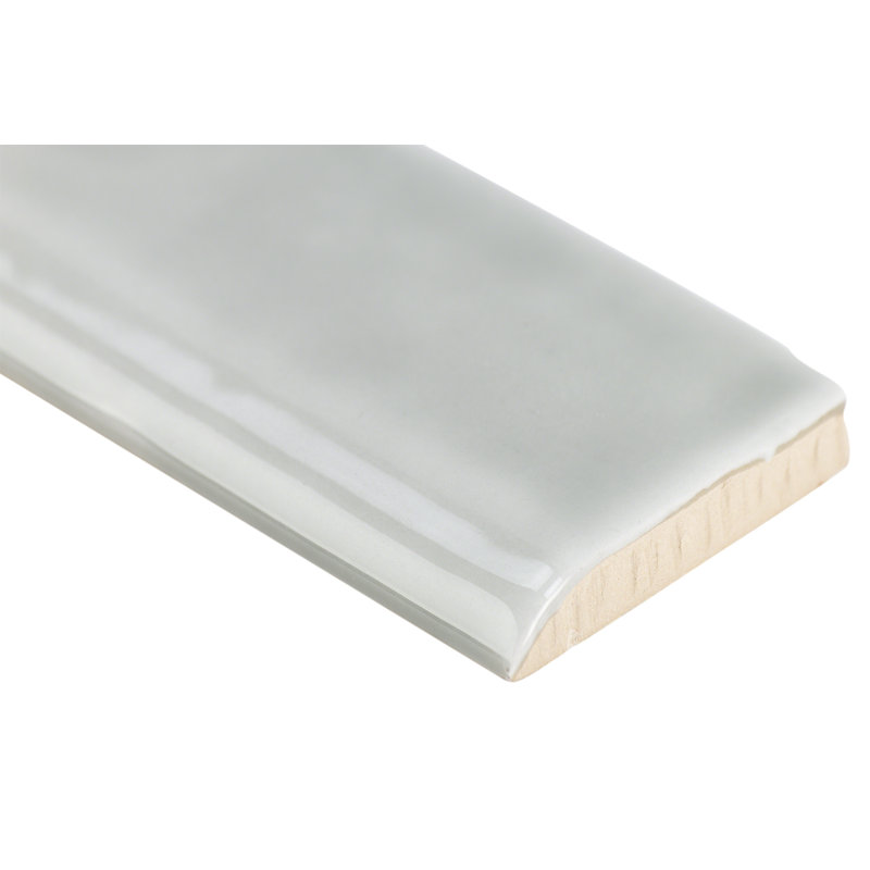 Taupe Polished Ceramic Bullnose Wall Tile Trim, 2x10
