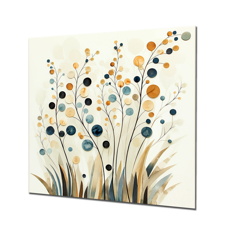 Whispers Of Spring In Minimalist Prairies III - Botanicals Metal Decor, Modern Metal Print, 16" H x 16" W x 0.84" D