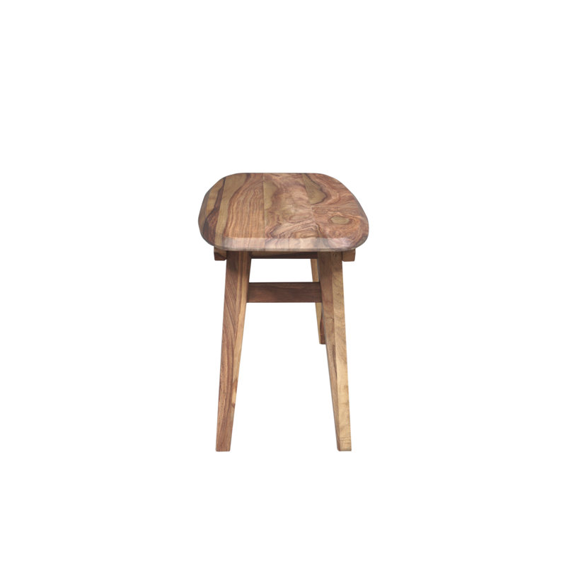 Brayden Studio Deryk Solid Sheesham Wood Dining Bench, Light Brown