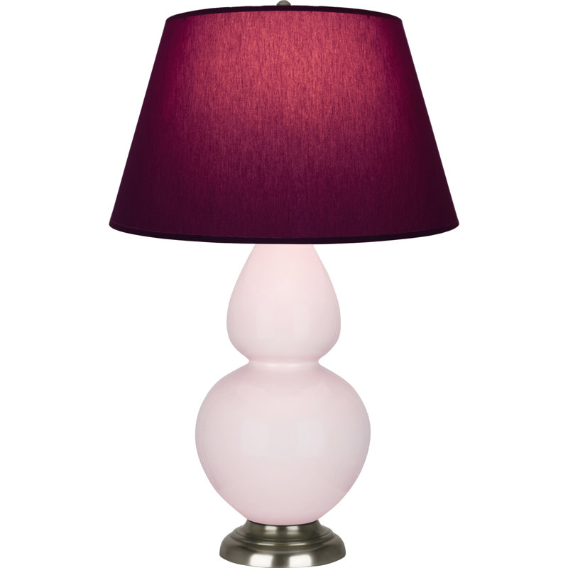 Lampe de table double gourde en céramique, Prune / lavande, Rose glacé à l'eau de rose / argent antique, Argent argent