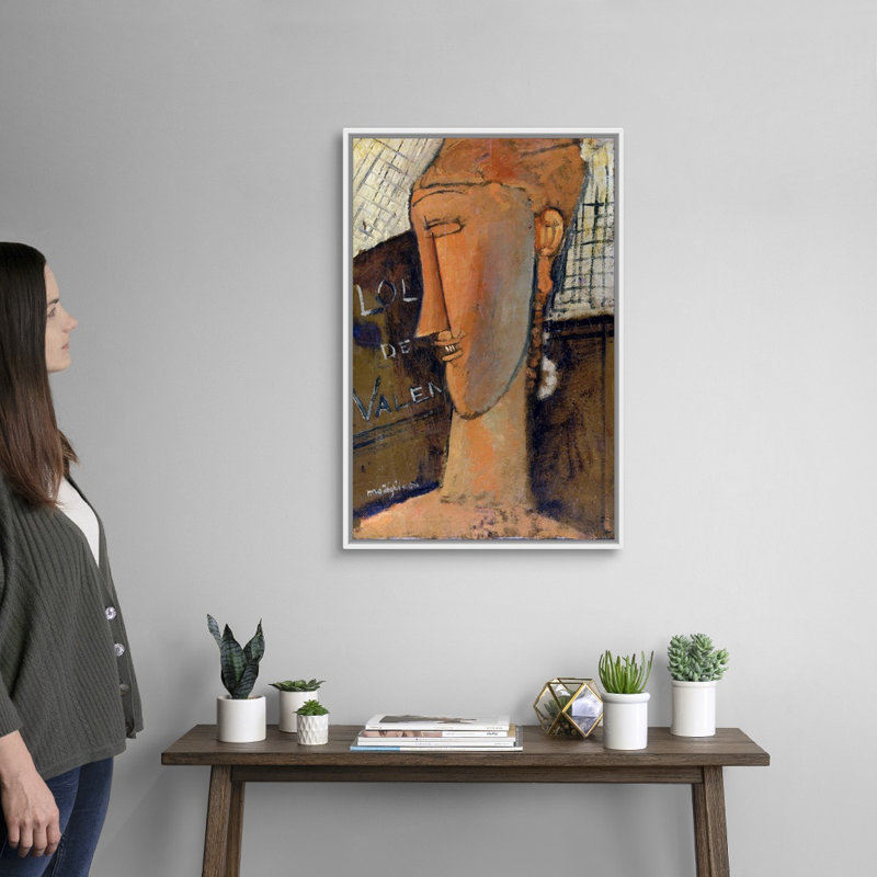 « Lola de Valence » par Amedeo Modigliani, reproduction d’art, H 32 po x l 22 po x P 1,75 po, Cadre blanc
