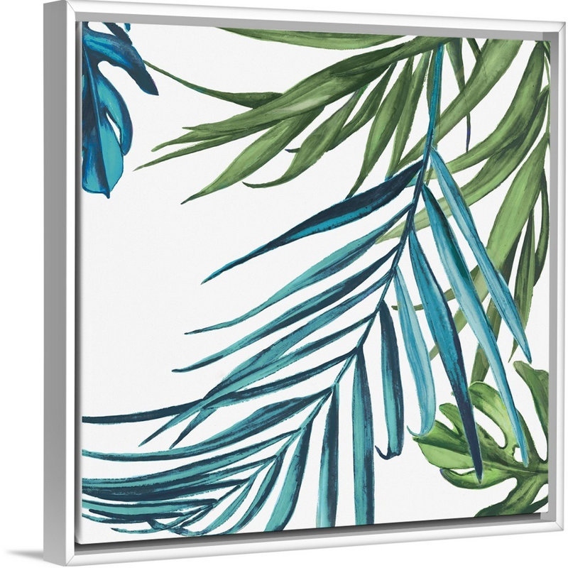 Reproduction d’art sur toile, "Palm Leaves III" par Eva watts, Cadre blanc, H 38 po x l 38 po x P 1,75 po